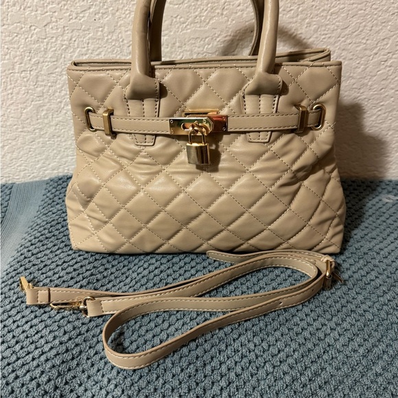 Badgley Mischka Quilted Tan Tote - Picture 2 of 9